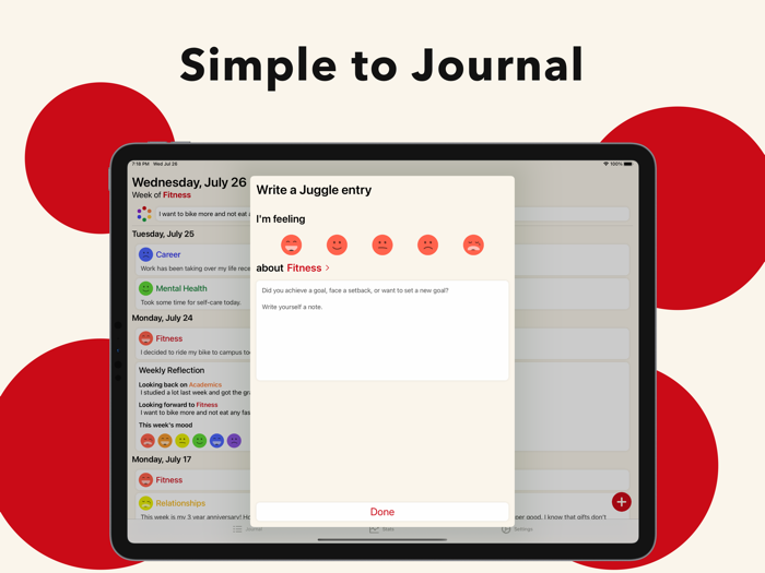 Juggle - Weekly Goal Journal