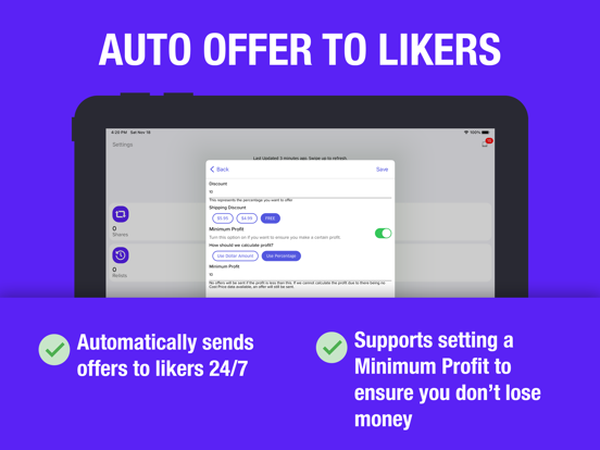 SwiftSeller: Poshmark Bot iPad screenshot 4 - Productivity app