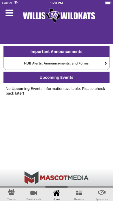 Willis Wildkats Athletics Screenshot