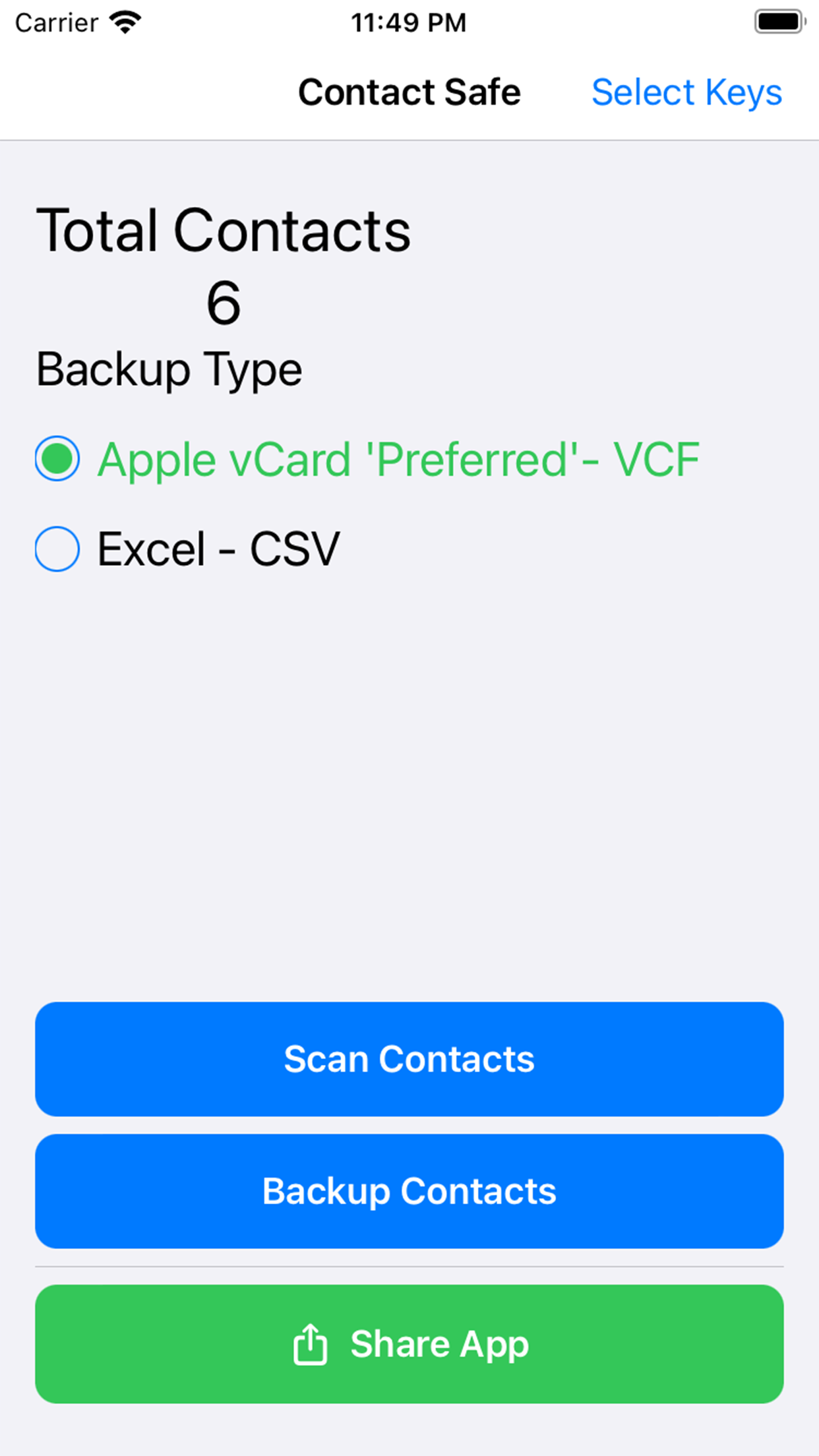 Contact Safe : Secure Backup