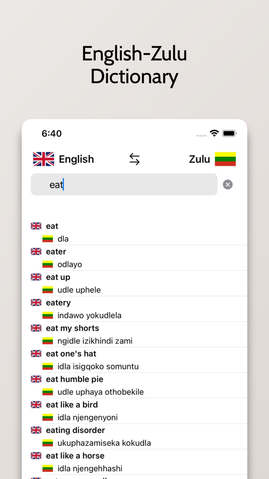 #1. Zulu-English Dictionary (iOS) Podle: FB PUBLISHING LLC