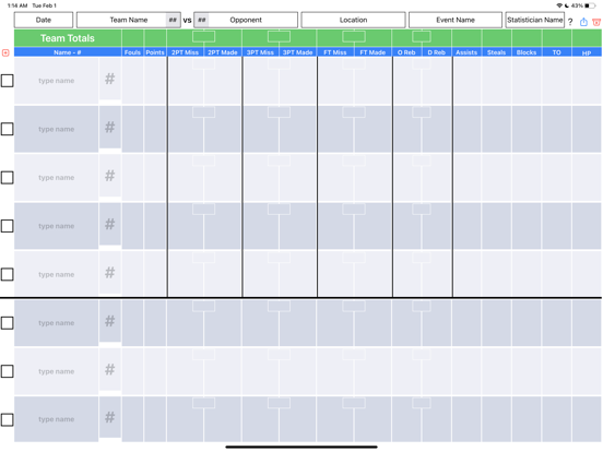 9450 Basketball Stat Tracker iPad screenshot 1 - Sports app