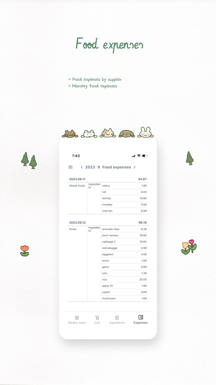 Yurit weekly meal planner