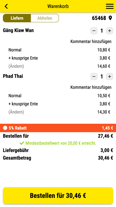 Chok Dee Thai Küche Screenshot