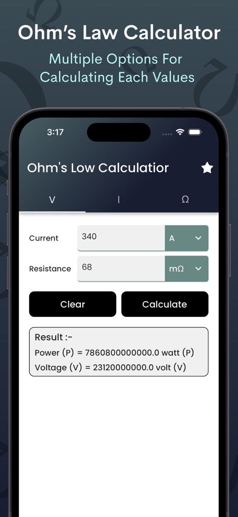 Ohms Law Calculator - voltage - Utilities App | MWM