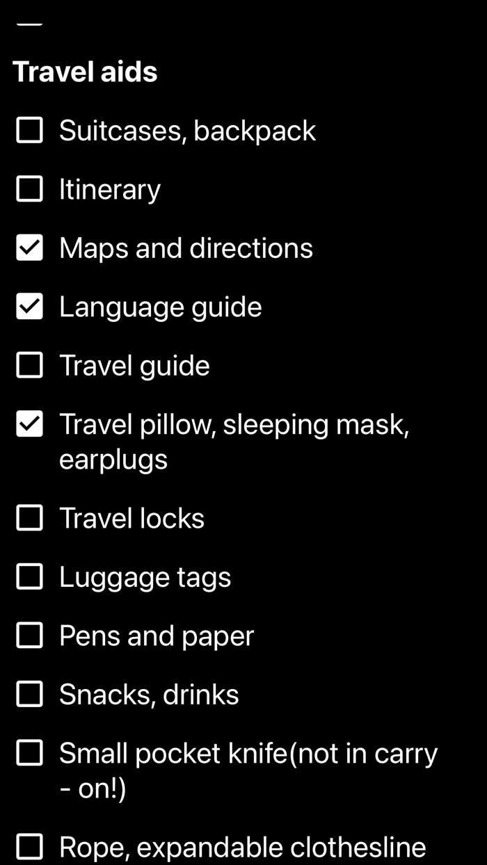 Travel Packing Checklist