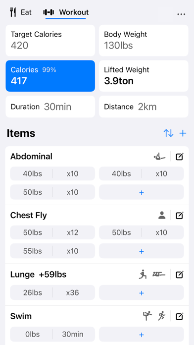 Eat & Workout Screenshot