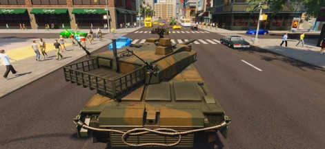 Crime Auto - Command powerful military vehicles like this tank and navigate through the lively urban environments.
