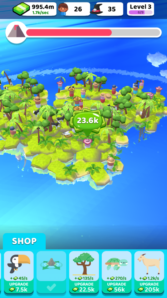 #4. Volcano Island - Idle Sim (iOS) Podle: Amuzo Games Ltd