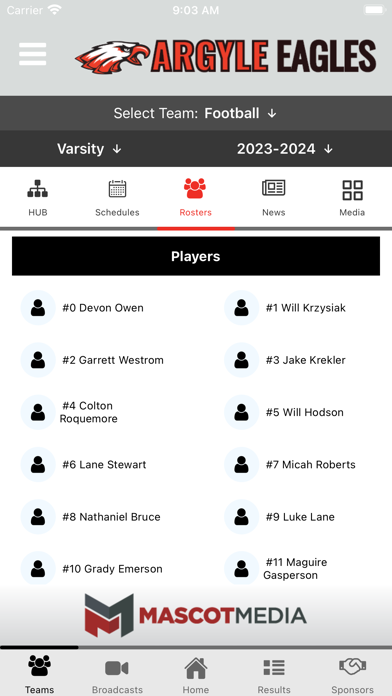 Argyle Eagles Athletics Screenshot