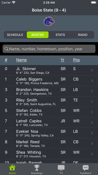 Boise State Football Schedules Screenshot
