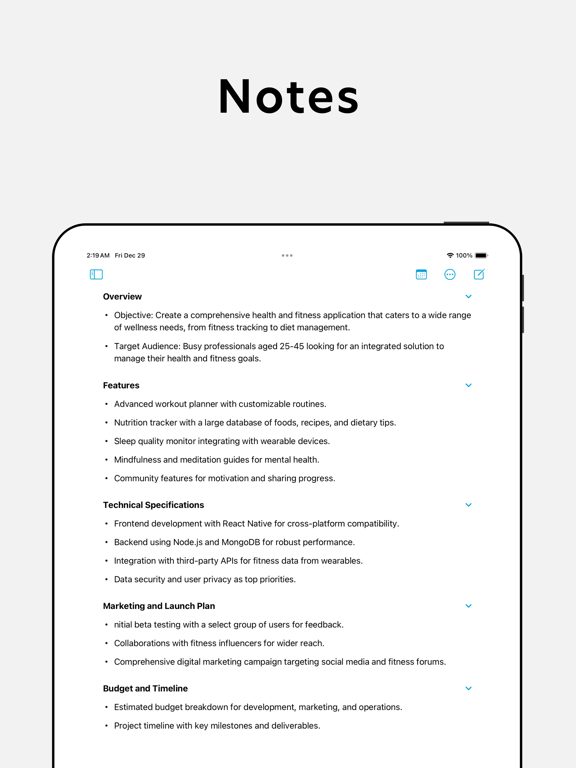 Purelist: Notes & Tasks iPad screenshot 5 - Productivity app
