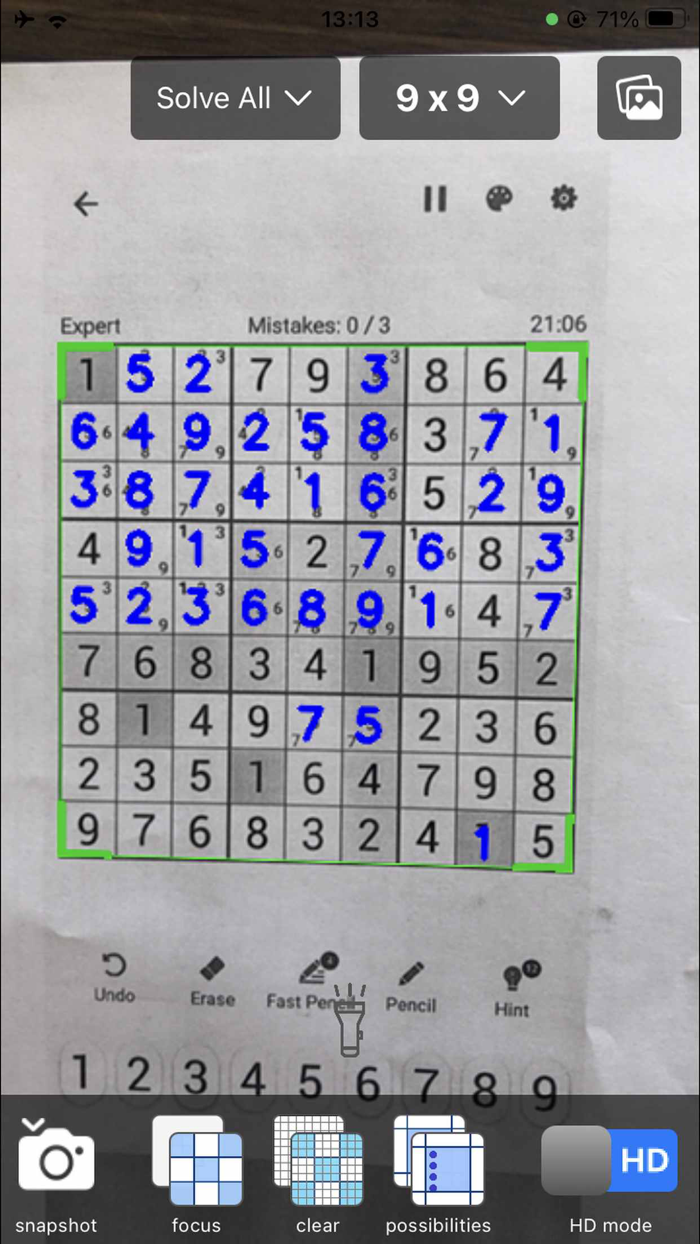 Sudoku Solver Realtime Camera