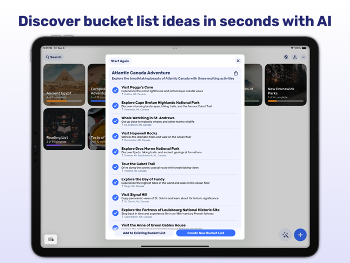 Söka Bucket Lists Made Easy
