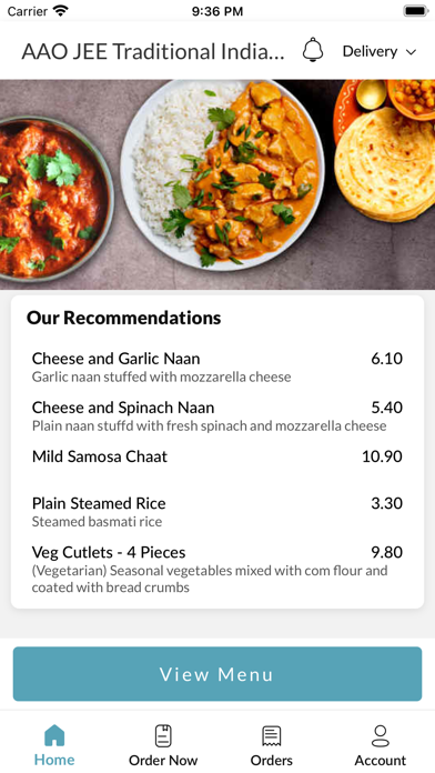 AAO JEE Indian Restaurant Screenshot