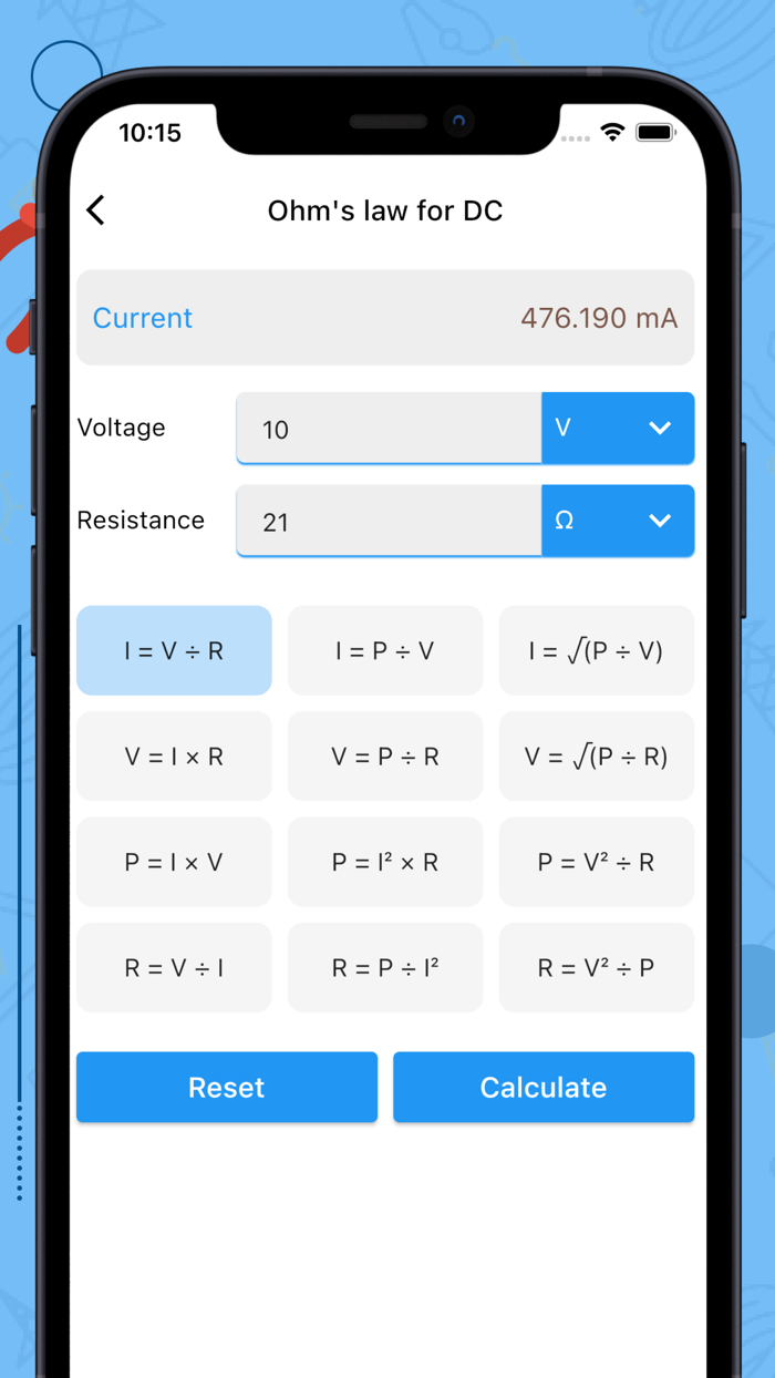 Mobile Electrician Calculator