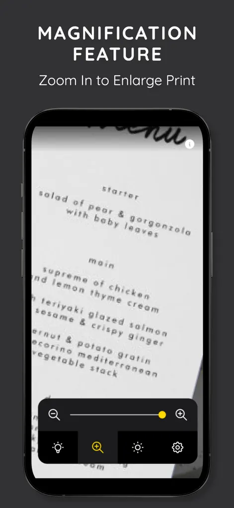 Menu Reader - Magnify & Flash - Food & Drink App | MWM