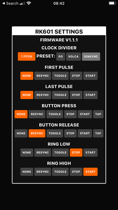 RK-601 app screenshot