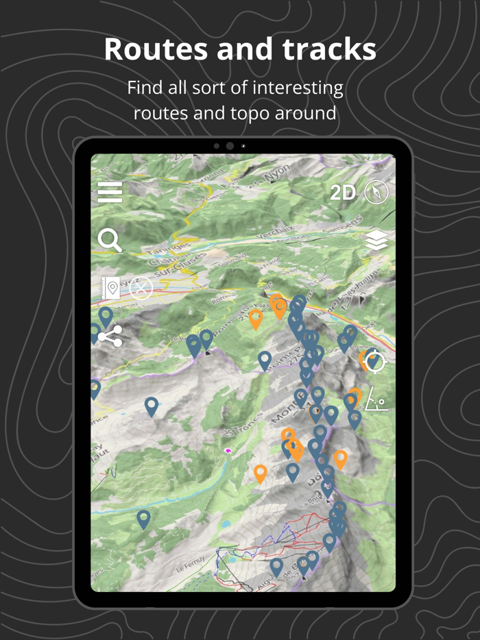 Relief Maps trek route planner