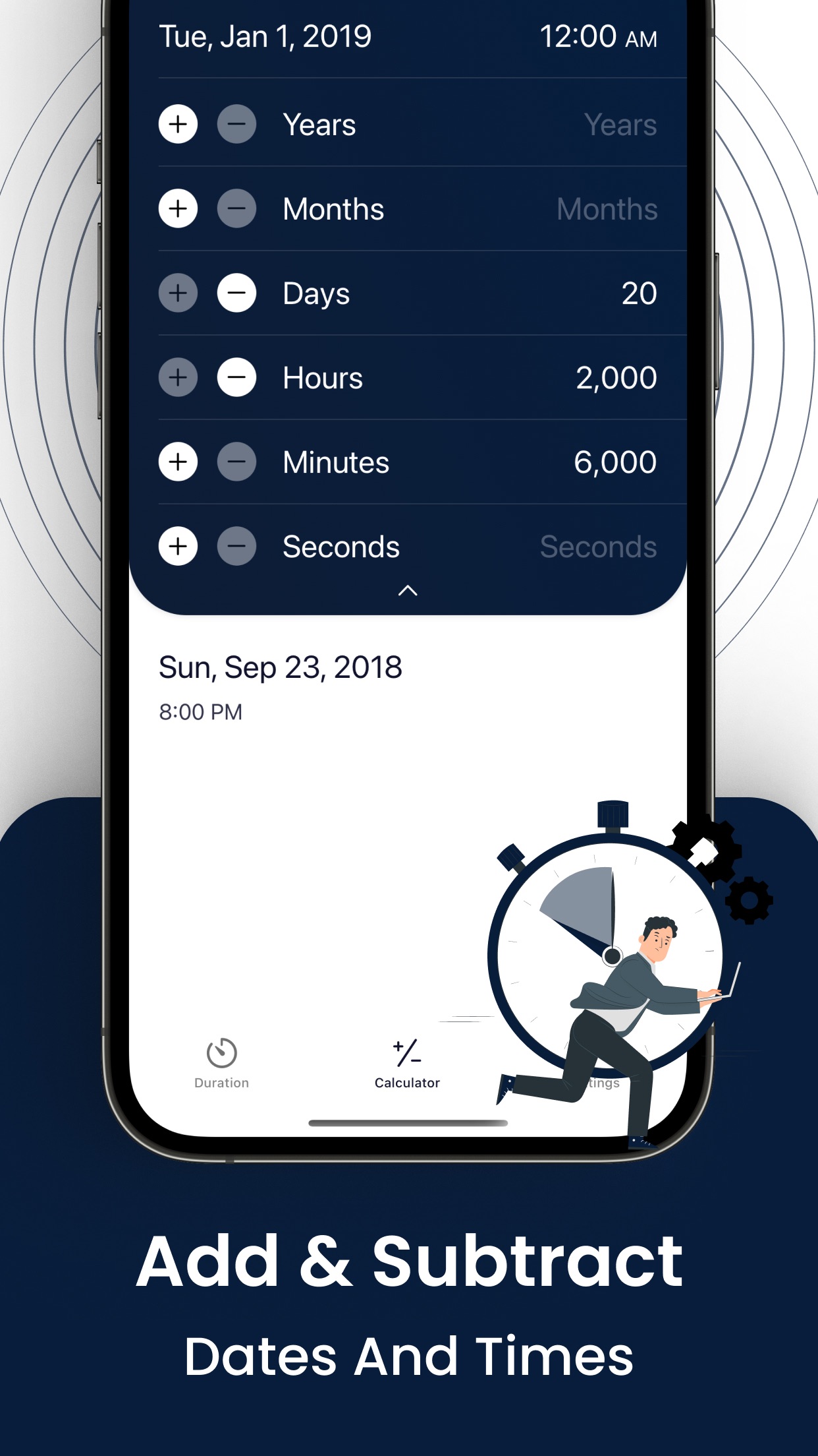 Screenshot do app Date & Time Calculator +