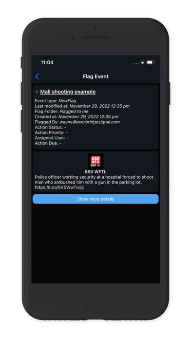 LERTR mobile alerting app Screenshot