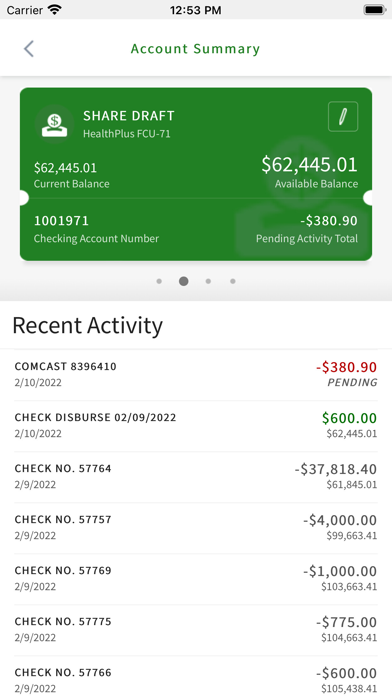 HealthPlus FCU Mobile Banking Screenshot