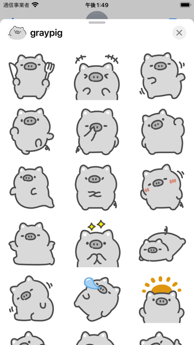 gray pig sticker Screenshot