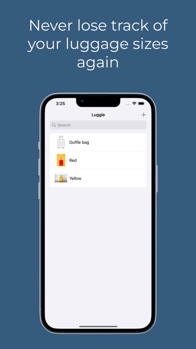 Screenshot #1 pour Luggie: Luggage size tracker