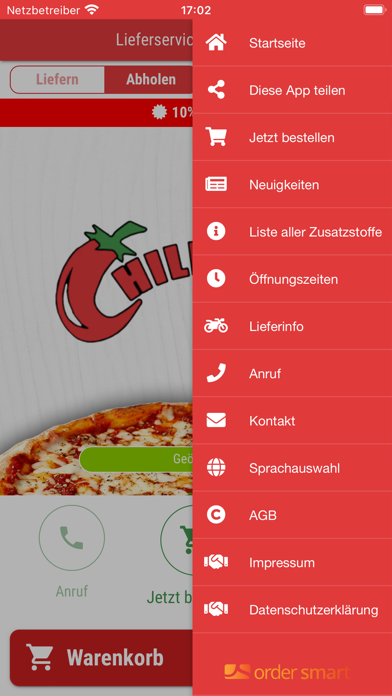 Lieferservice Chili-Pizza Screenshot