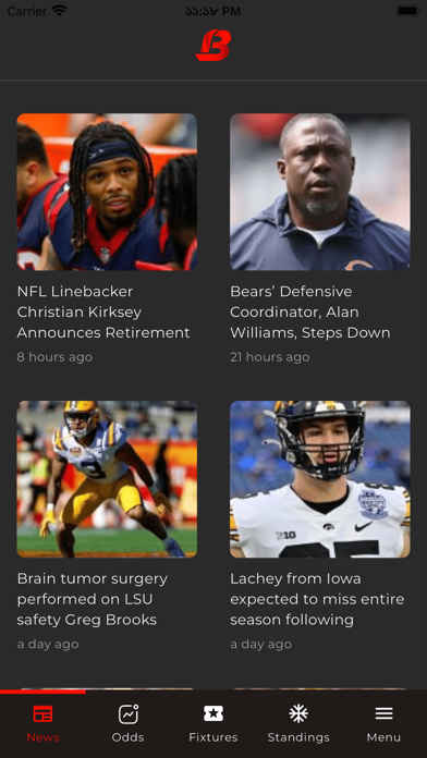 BOVADA x NFL Screenshot