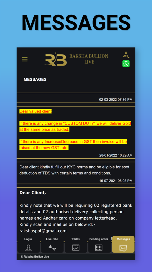 #6. Raksha Bullion Live (iOS) By: Sanghavi Bullion Private Limited