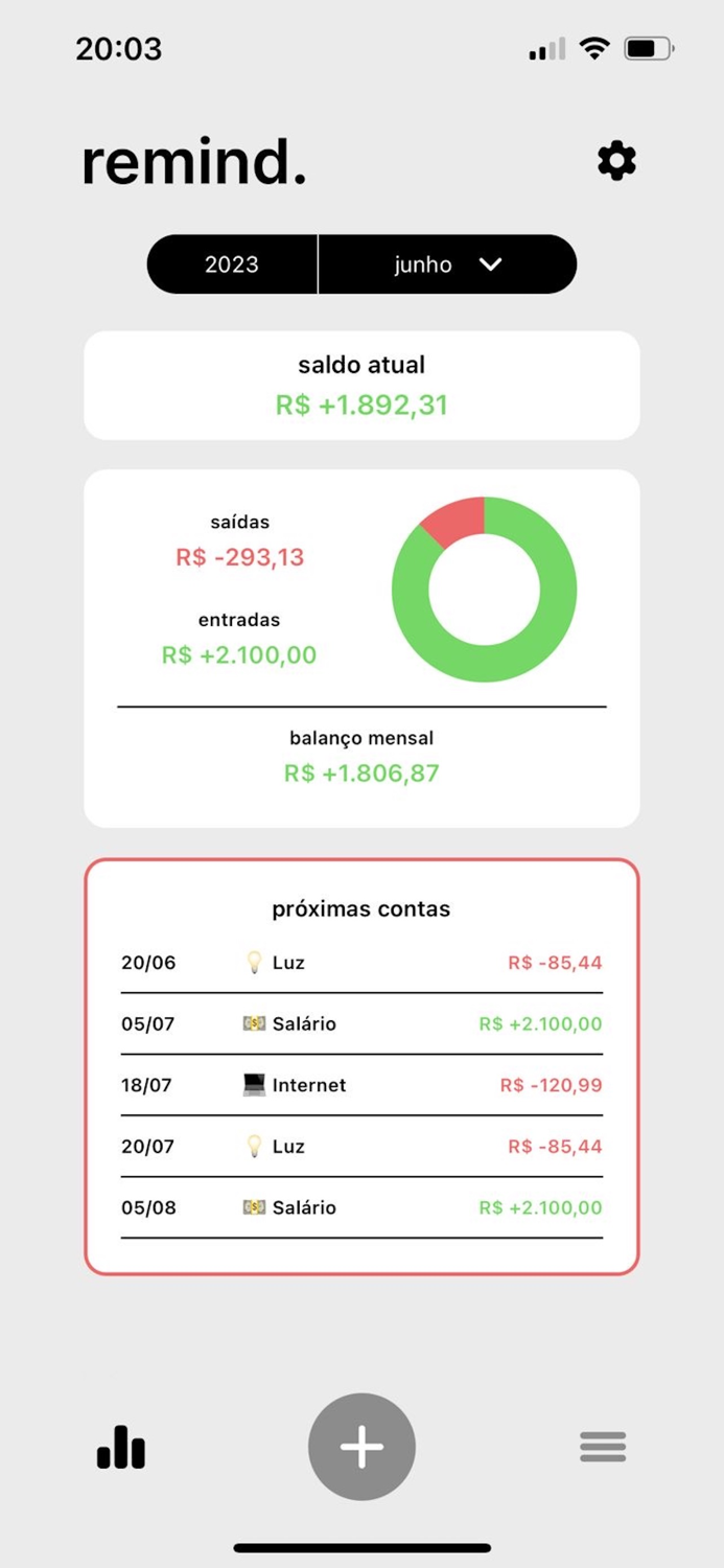 remind - finanças pessoais