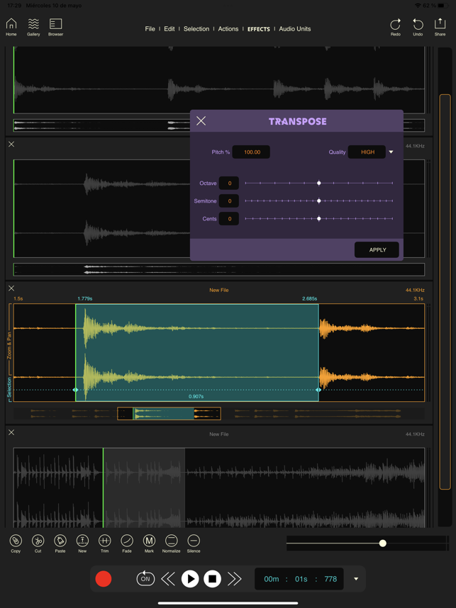 Tangkapan Layar Editor Audio Wavebox