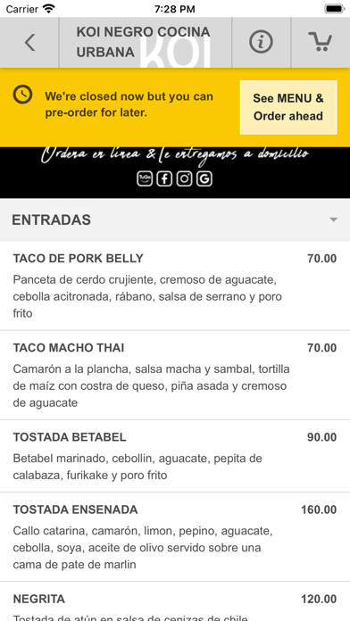 Koi Negro Cocina Urbana Screenshot