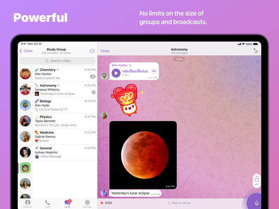 Telegram Messenger iPad app afbeelding 2