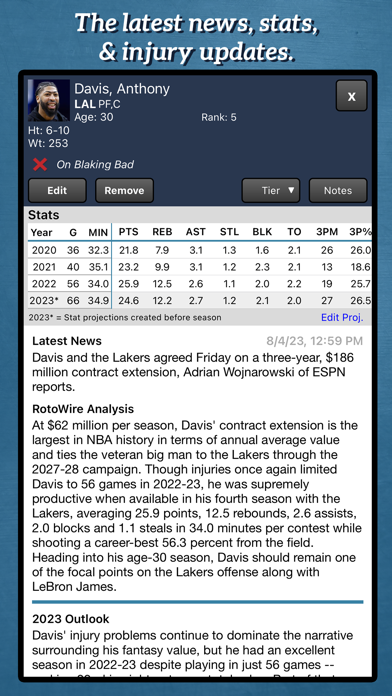 Fantasy Basketball Draft '23 Screenshot