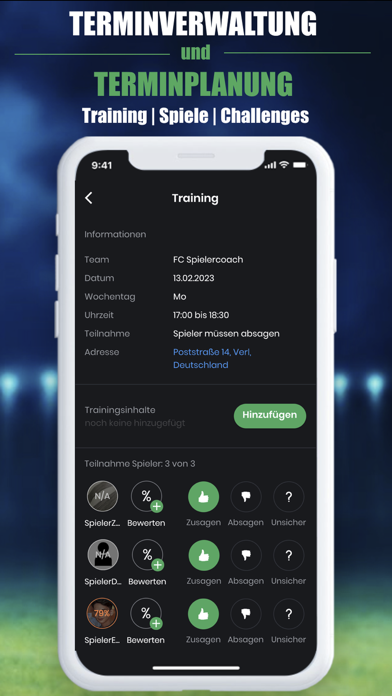 Spieler Coach Screenshot