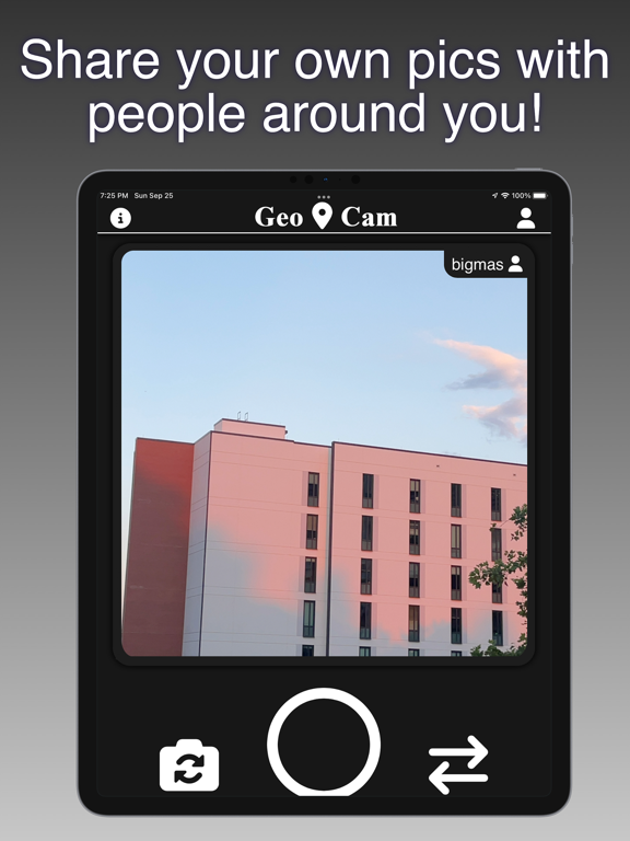 Geo Cam: Photo Sharing iPad screenshot 2 - Social Networking app