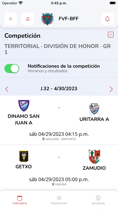 Federación Vizcaína de Fútbol Screenshot