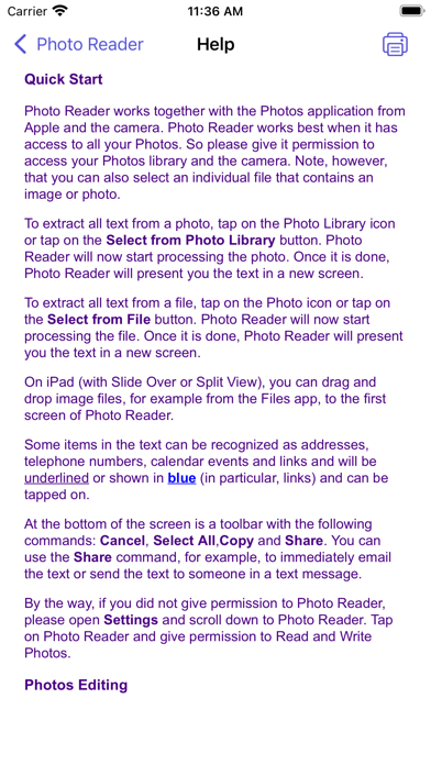 Photo Reader Screenshot