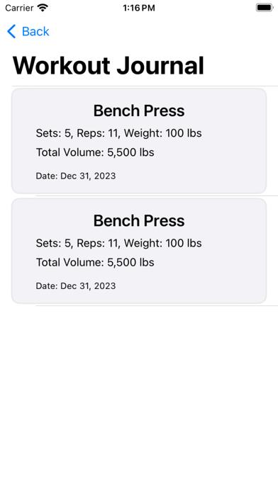 Screenshot #3 pour Simple Gym Journal