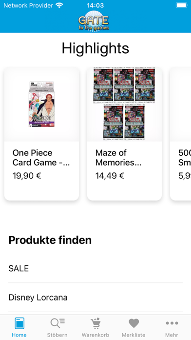 Gate to the Games Karten Shop Screenshot