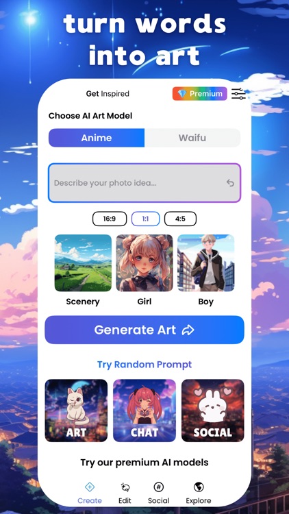 Anime AI Art Generator & Chat