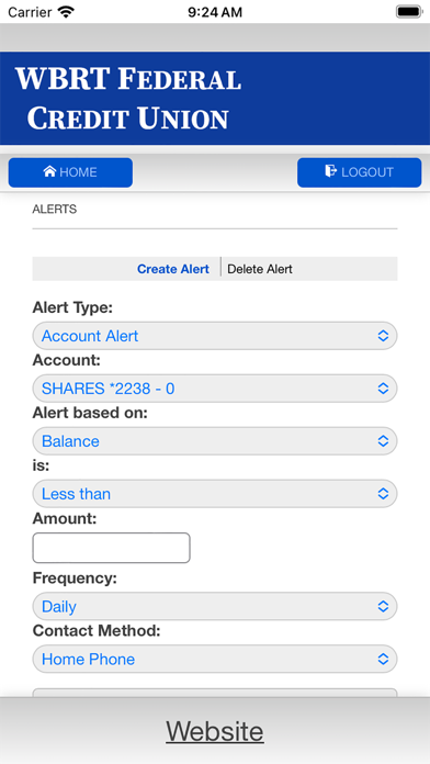 WBRT Federal Credit Union Screenshot