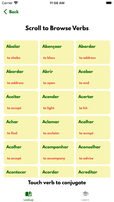 VerbSquirt Portuguese Verbs Screenshot