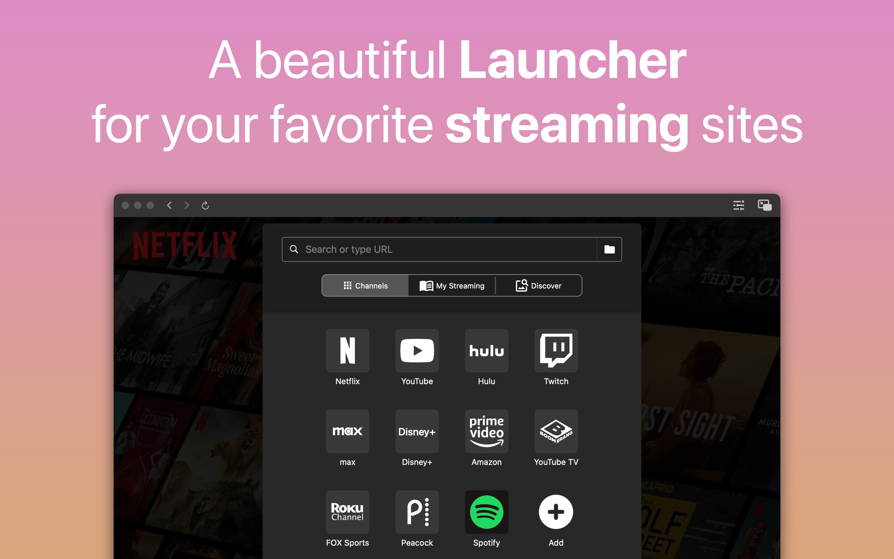 Screenshot do app Friendly Streaming Browser