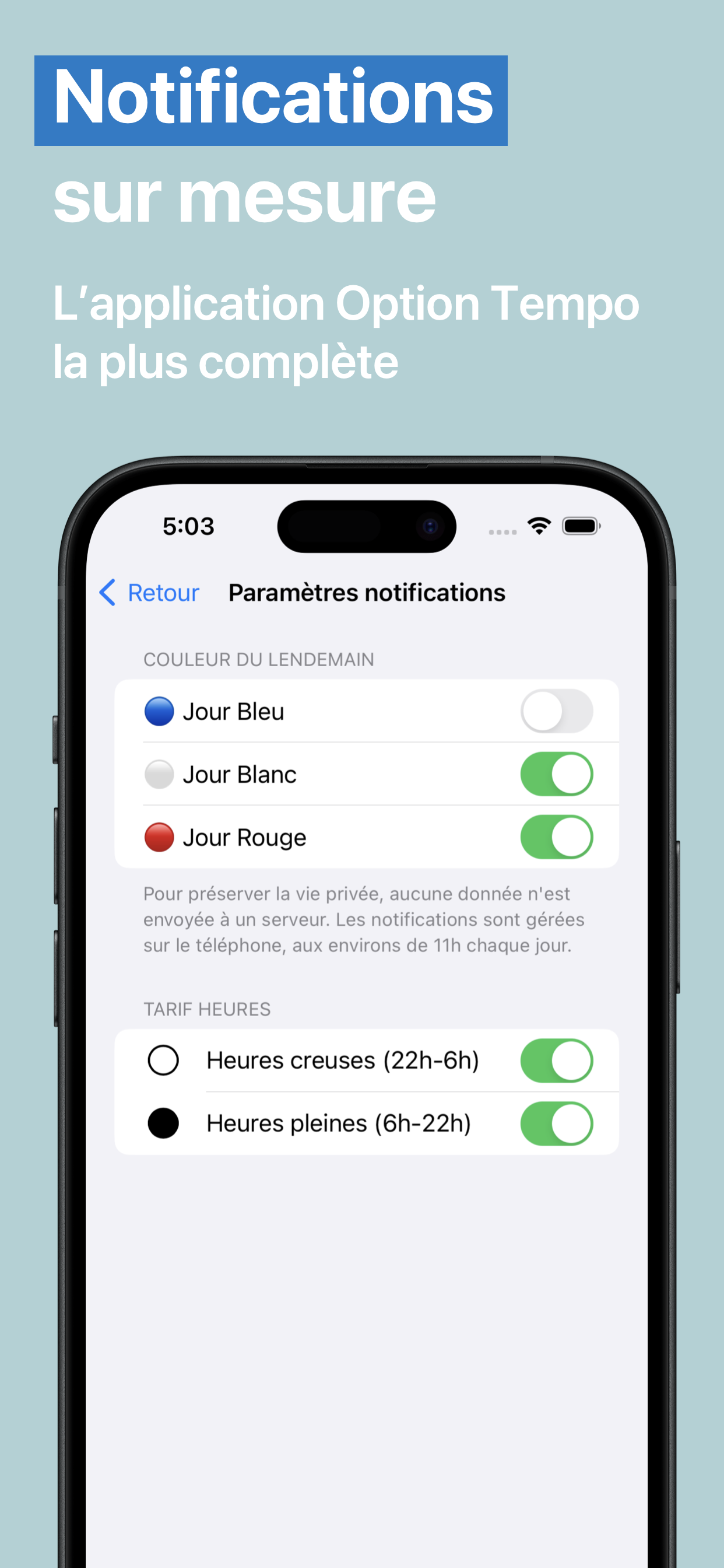 Couleur Tempo EDF widget jour