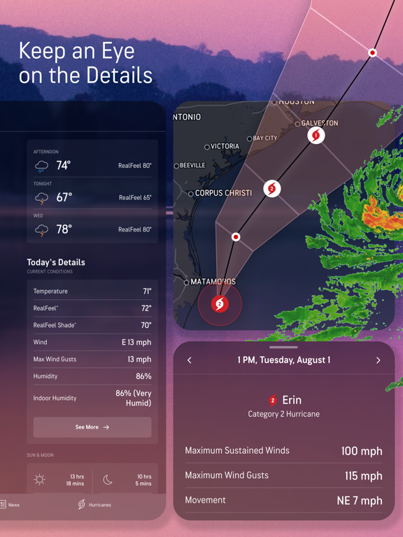 AccuWeather weerbericht iPad app afbeelding 2