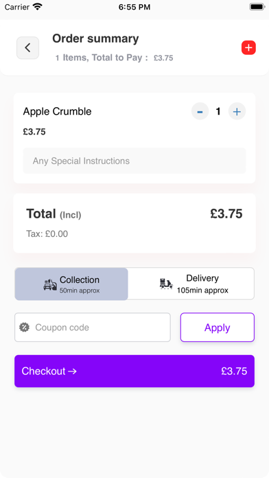 Auchenlarie Ordering Screenshot