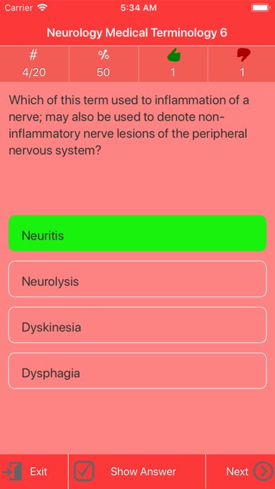 Neurology Medical Terms Quiz screenshot 3